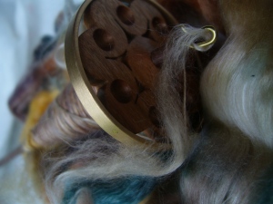 Golding Tsunami 0.45oz RingSpindle with Spunky Eclectic  Merino/Tencel in "Aspen"